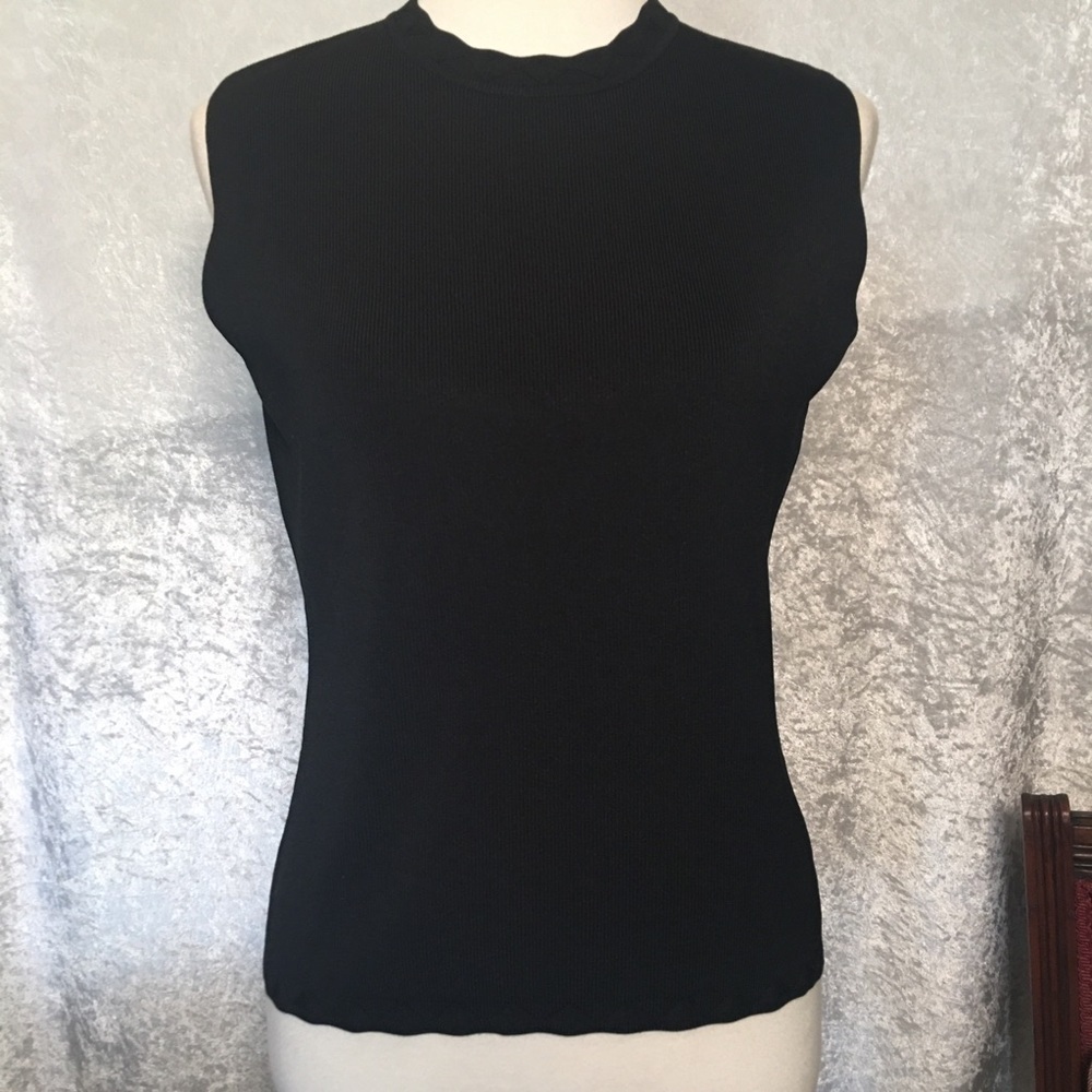 Michelle Nicole Black Knit embellished tank top Blouse size XL